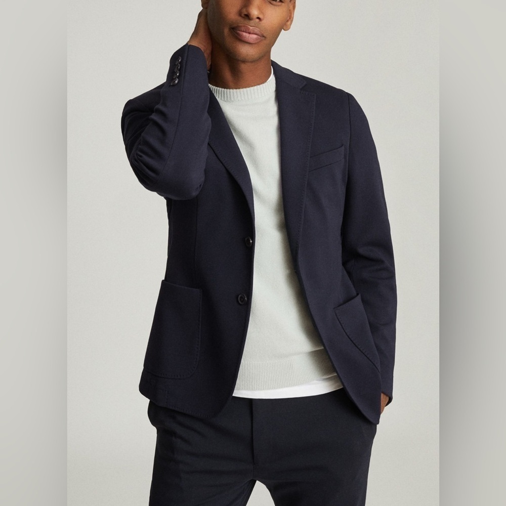 Reiss Men Flexo Jersey Blazer Jacket in navy NWT